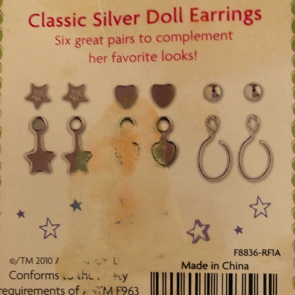 New American Girl classic silver doll earrings. - Picture 4 of 4